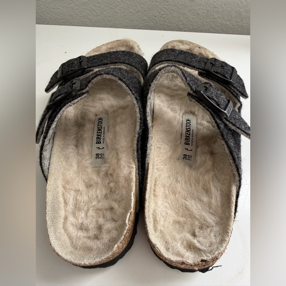 Birkenstock Arizona women size 7 Gray Felt Double-Buckle Slide Sandals - Picture 4 of 8